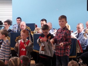 Aaron and Adam playing with the Garda Band
